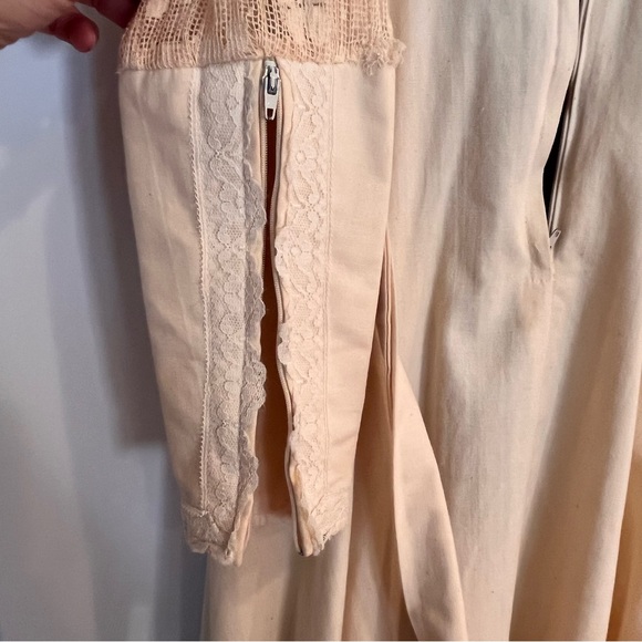 VTG 1970s Gunne Sax by Jessica Maxi Dress Small Lace Sleeves Ivory + Blue Velvet - Picture 7 of 16